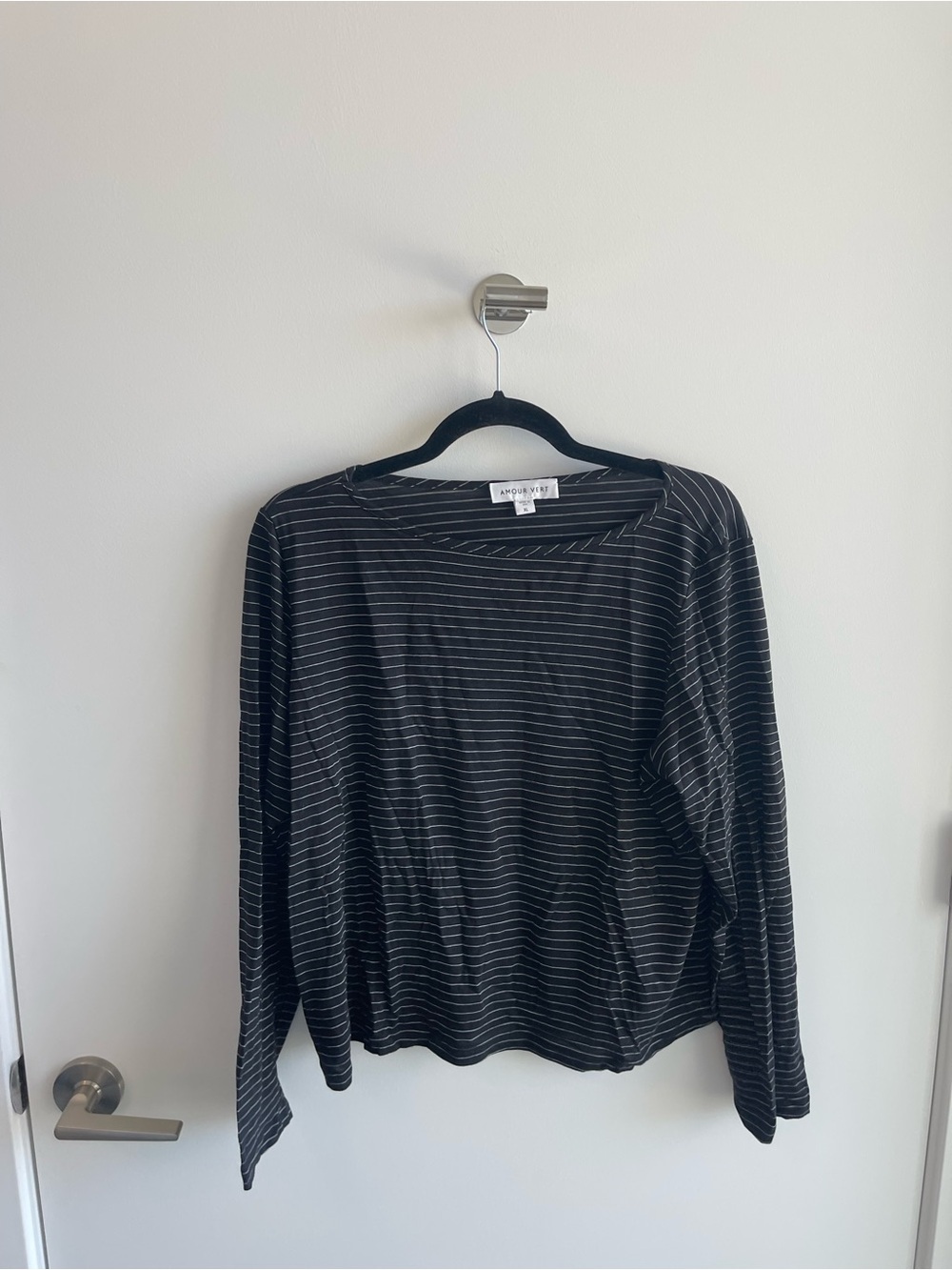 Amour Vert Striped Long Sleeve Top - Black & White